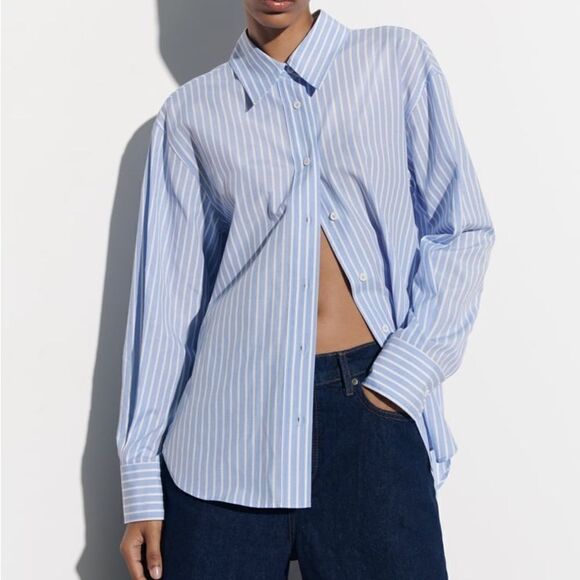 ZARA OVERSIZED STRIPED SHIRT WITH BUTTONS - Picture 5 of 12